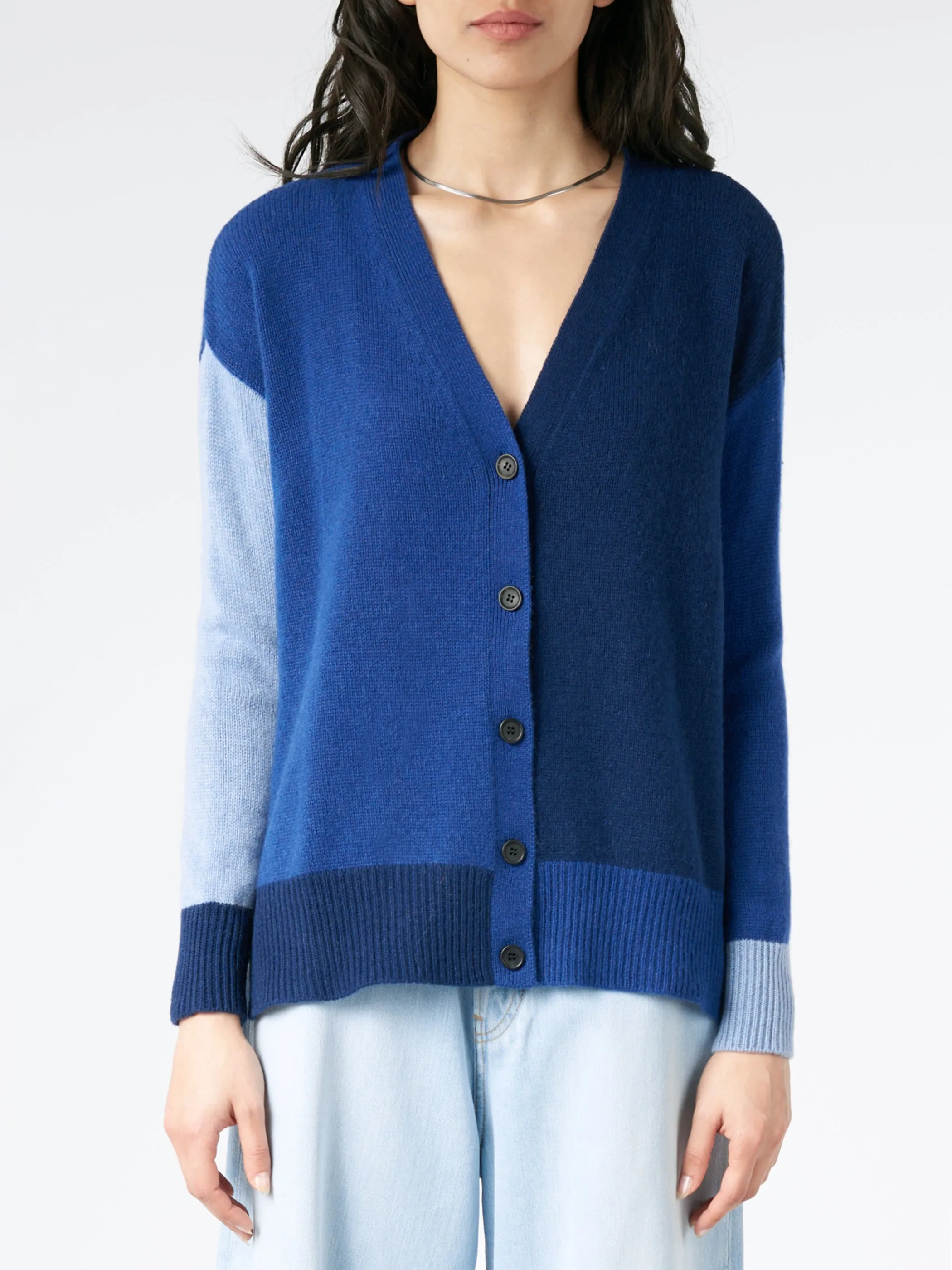 Colour-Block Cashmere Cardigan
