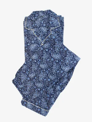 Cotton Pajamas-Blue Paisley Print