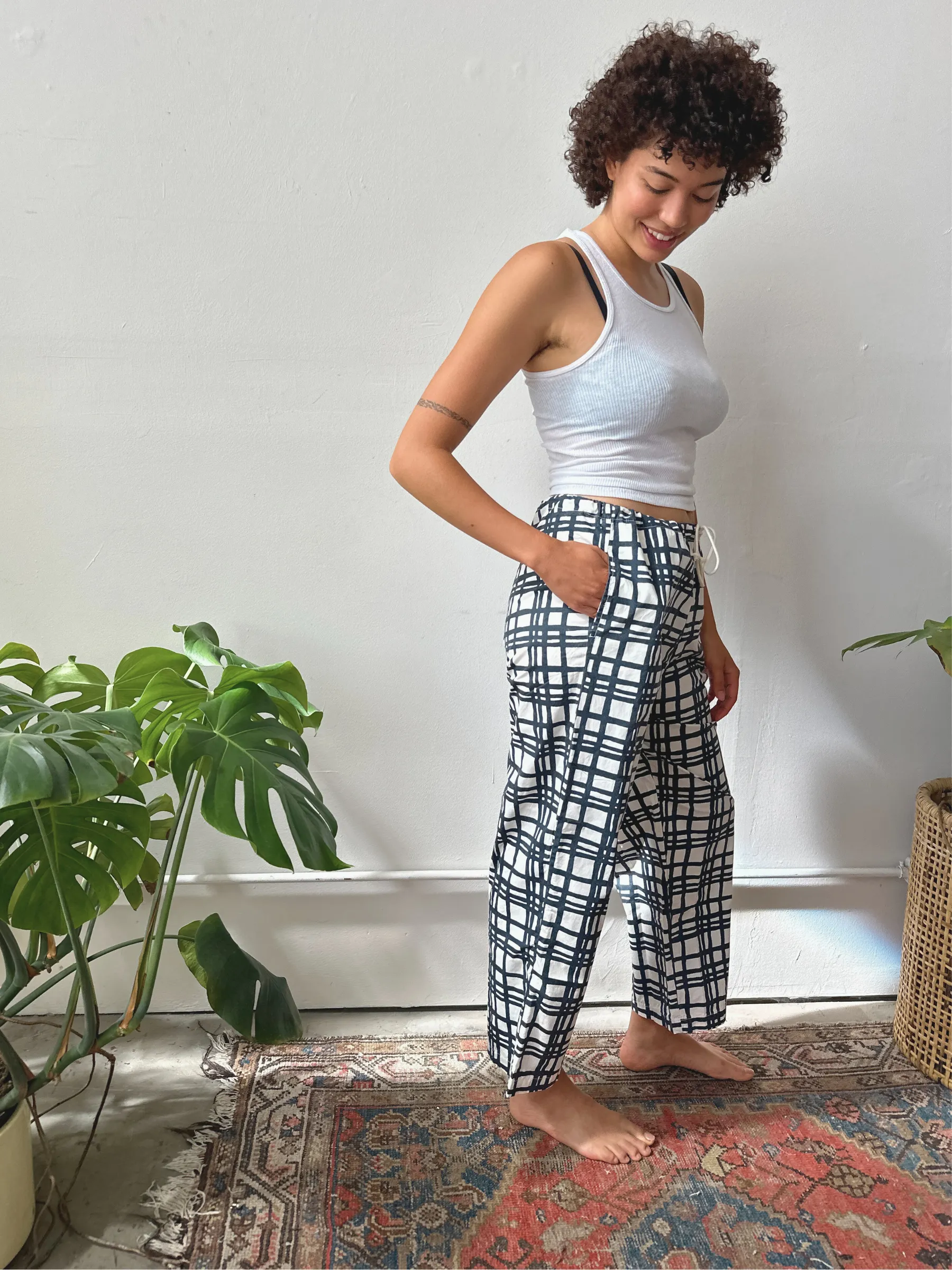 Cotton Poplin Pants - Darby - Midnight - Natural