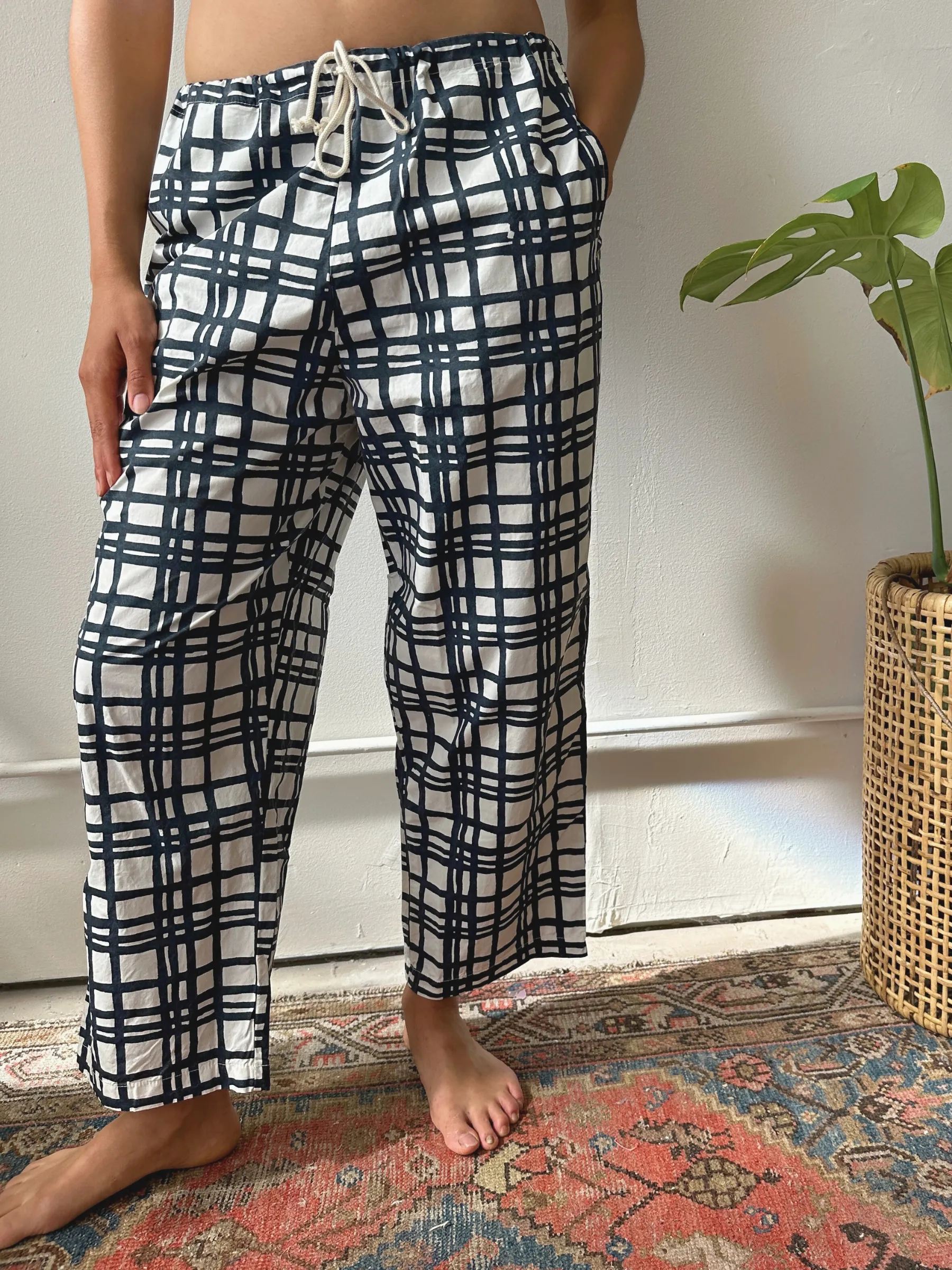 Cotton Poplin Pants - Darby - Midnight - Natural