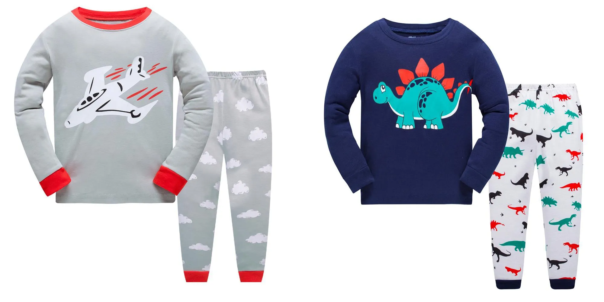 Cottons Kids Pajama Set 2 Pack - Dinosaur & AirPlane
