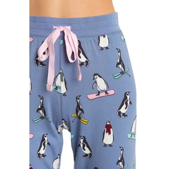Cozy Zoe Womens Pink Blue Penguins Long Sleeve Pajamas 2 Pc Sets Sz S NWT