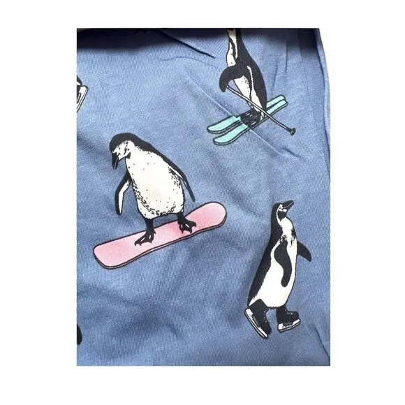 Cozy Zoe Womens Pink Blue Penguins Long Sleeve Pajamas 2 Pc Sets Sz S NWT
