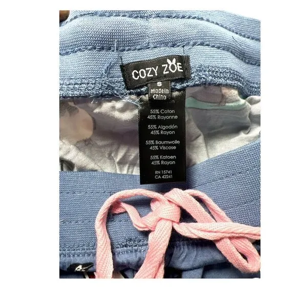Cozy Zoe Womens Pink Blue Penguins Long Sleeve Pajamas 2 Pc Sets Sz S NWT
