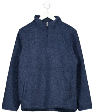 Crew Clothing Company Blue Borg Lounge Half Zip Sweatshirt In Navy UK 12