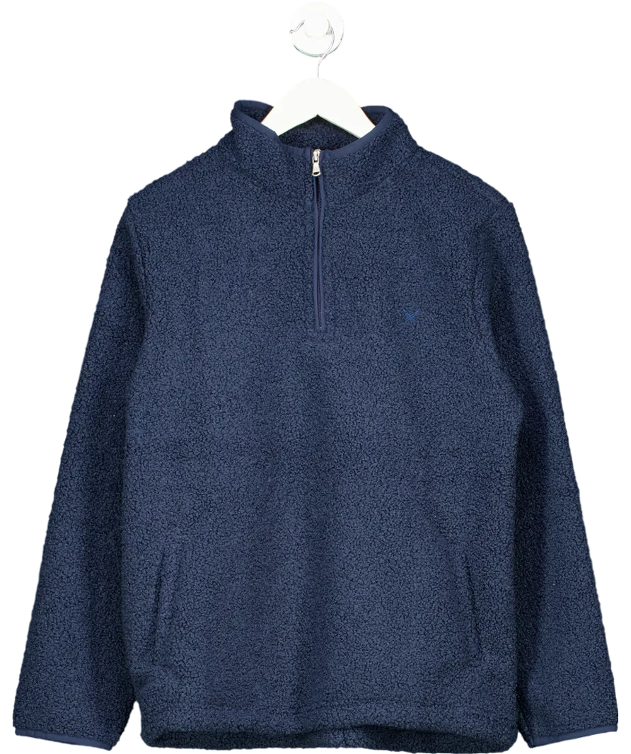 Crew Clothing Company Blue Borg Lounge Half Zip Sweatshirt In Navy UK 12