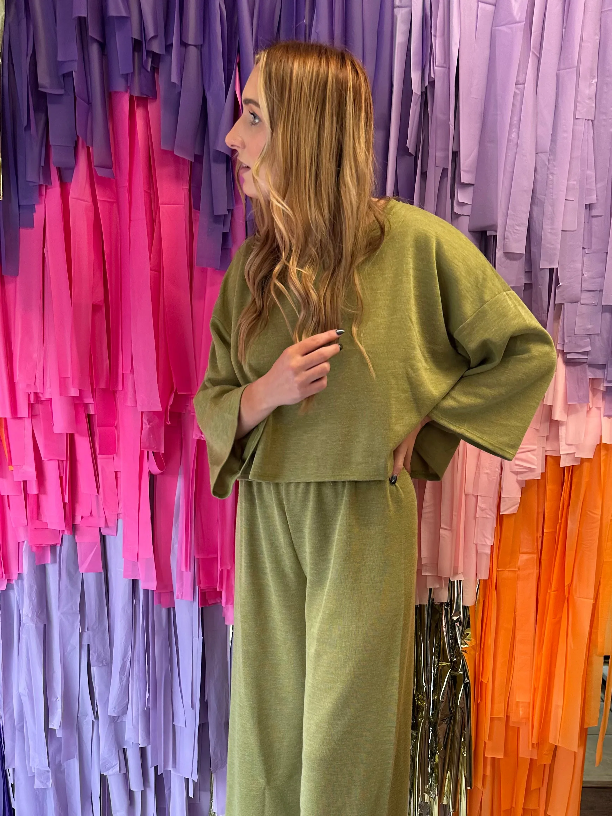 Cropped Lounge Set: Kiwi