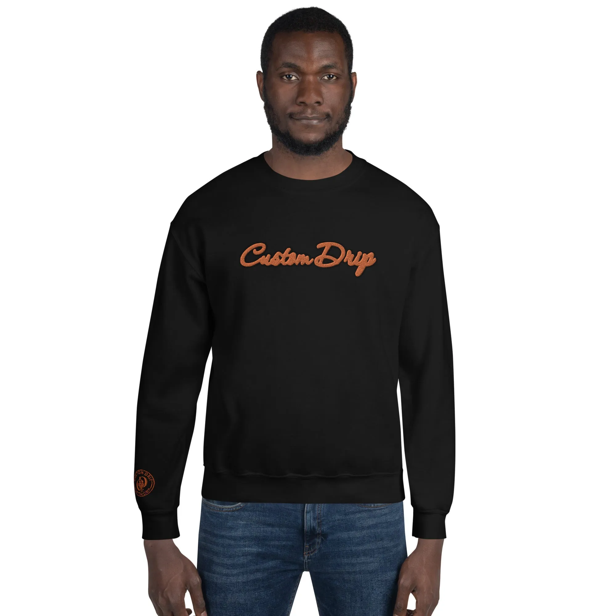 Custom Drips Orange & Black Logo Unisex Sweatshirt