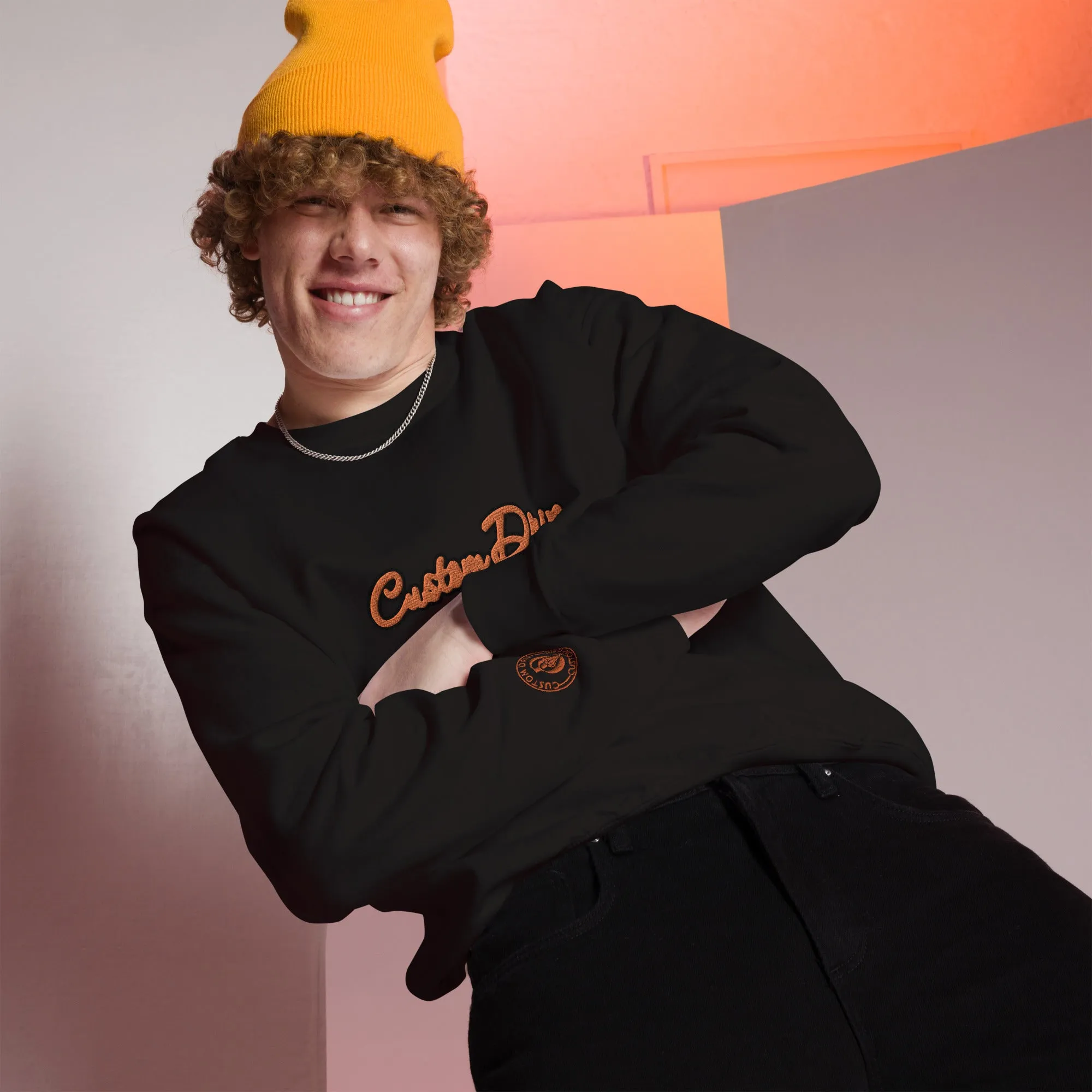 Custom Drips Orange & Black Logo Unisex Sweatshirt