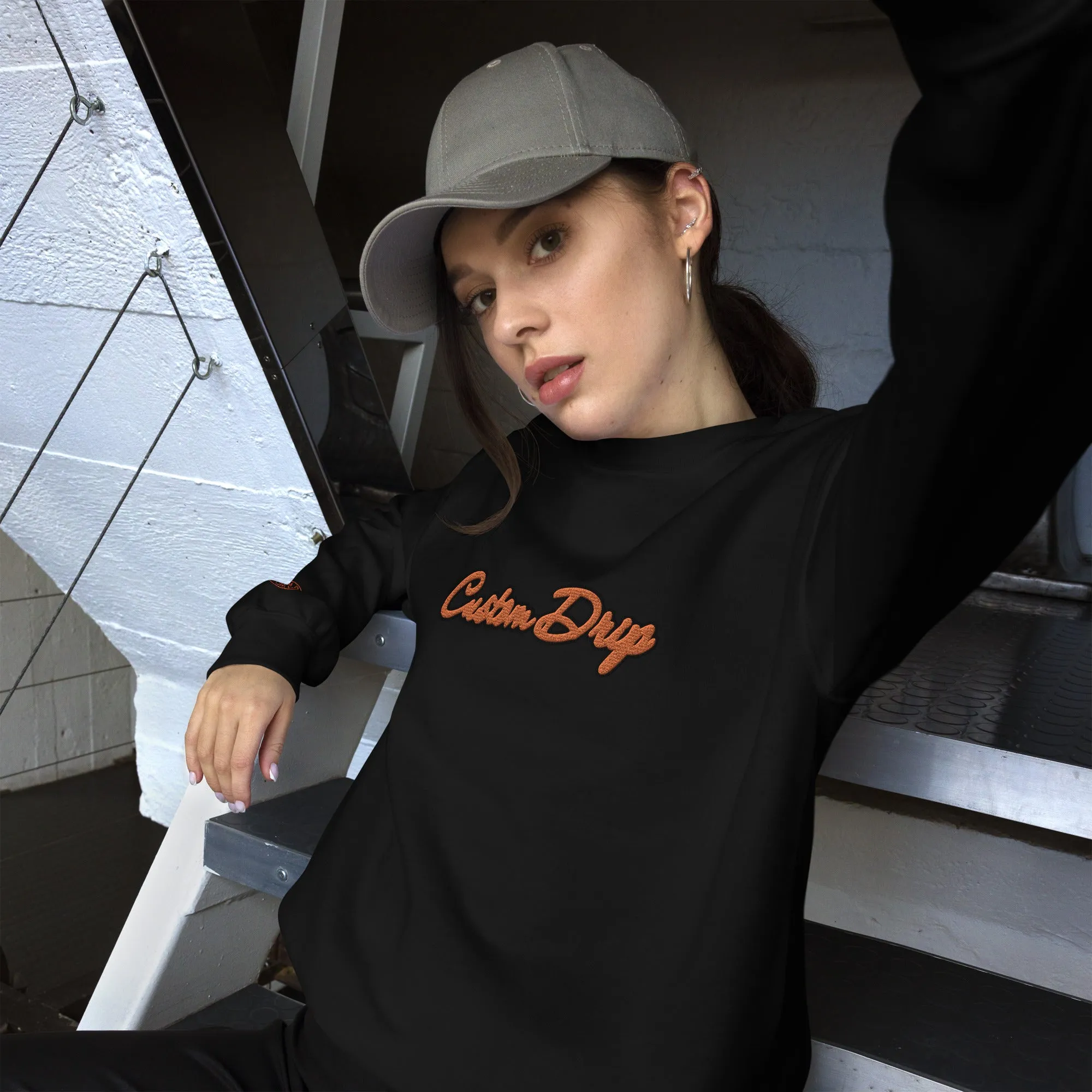 Custom Drips Orange & Black Logo Unisex Sweatshirt
