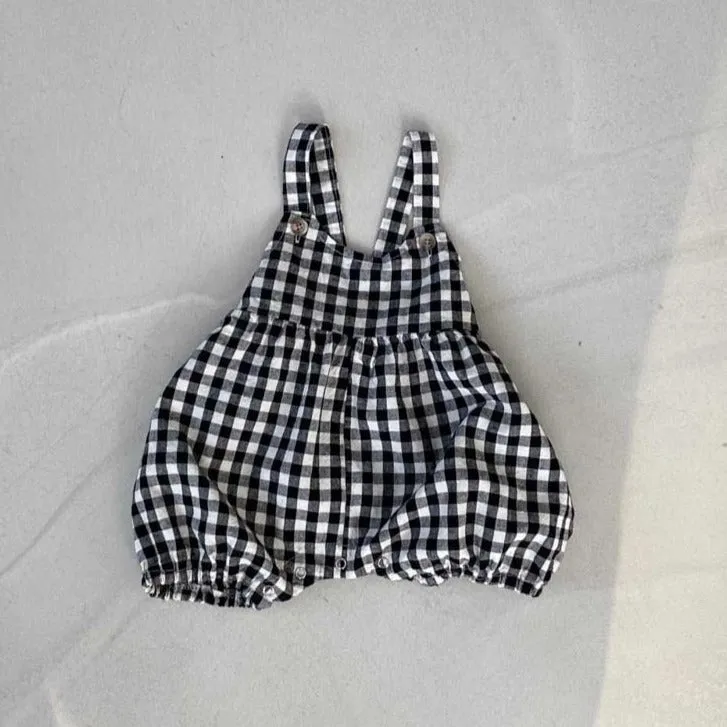 Devin Checker Baby overalls | Black & white
