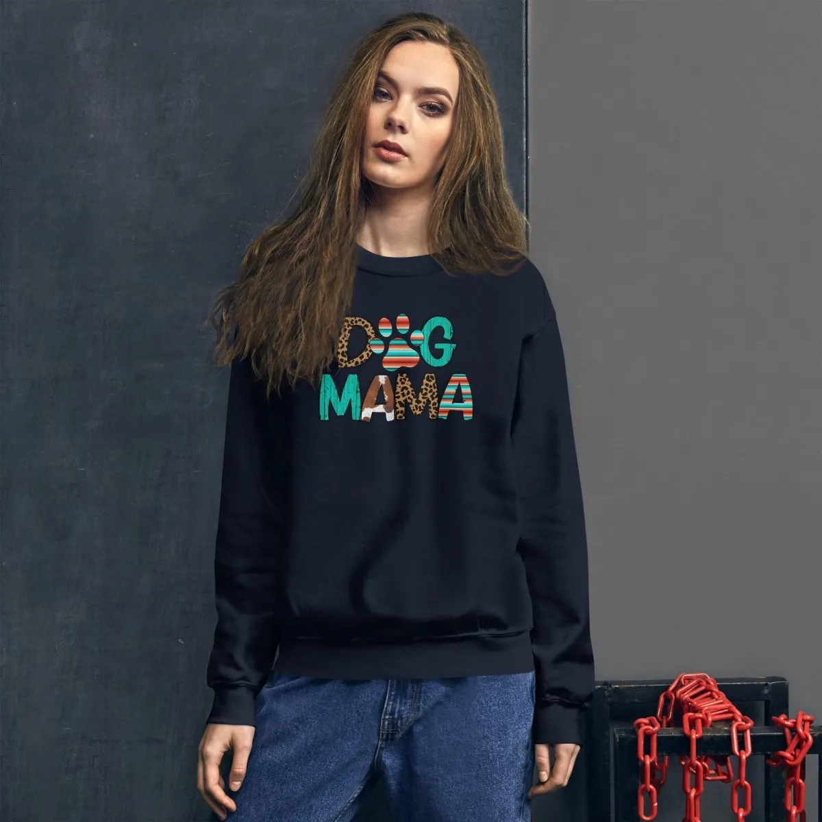 Dog Mama Leopard Print Sweatshirt