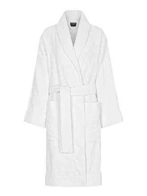 Dolce & Gabbana Casa DG Logo Jacquard Bathrobe in White
