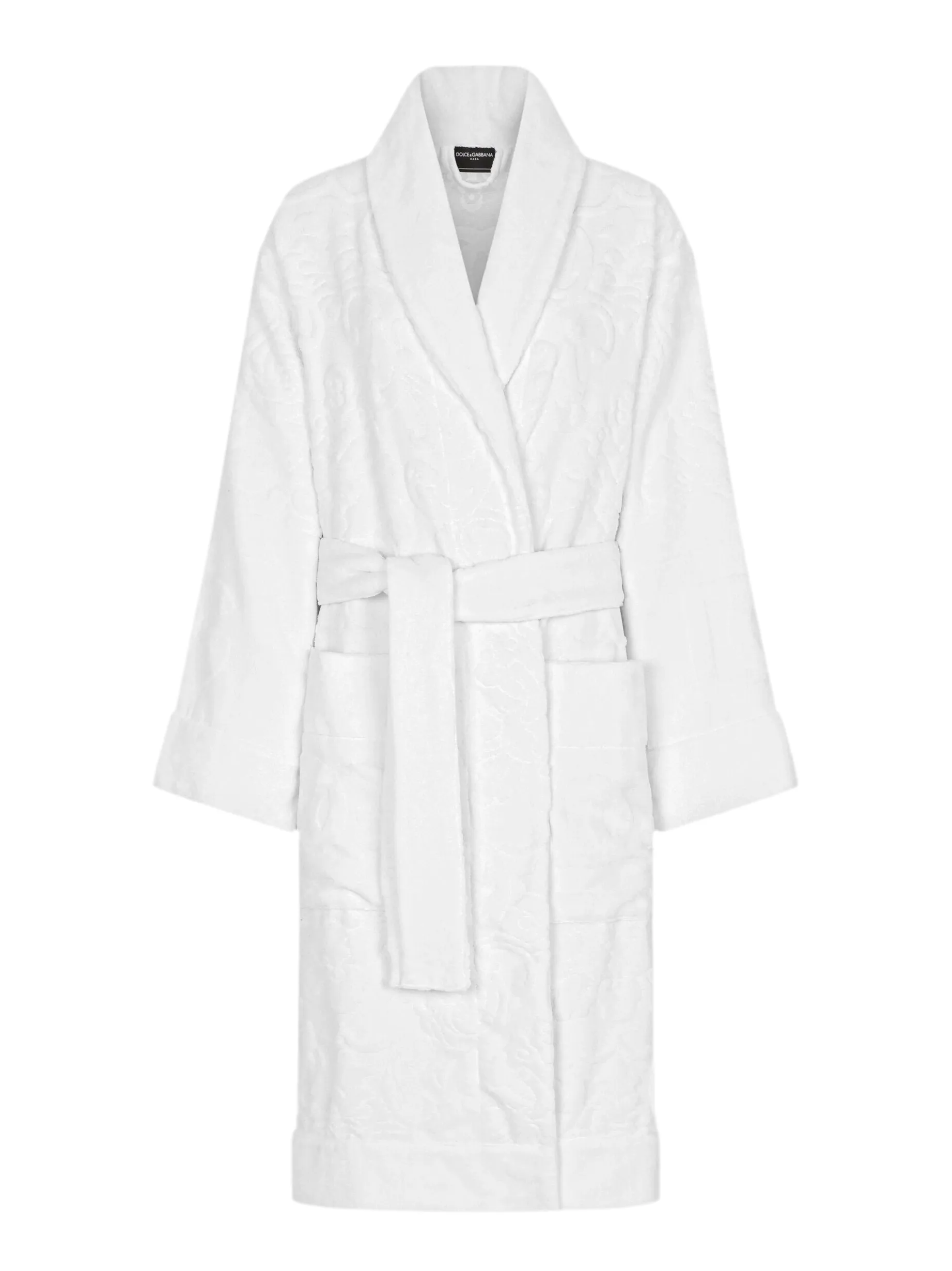 Dolce & Gabbana Casa DG Logo Jacquard Bathrobe in White