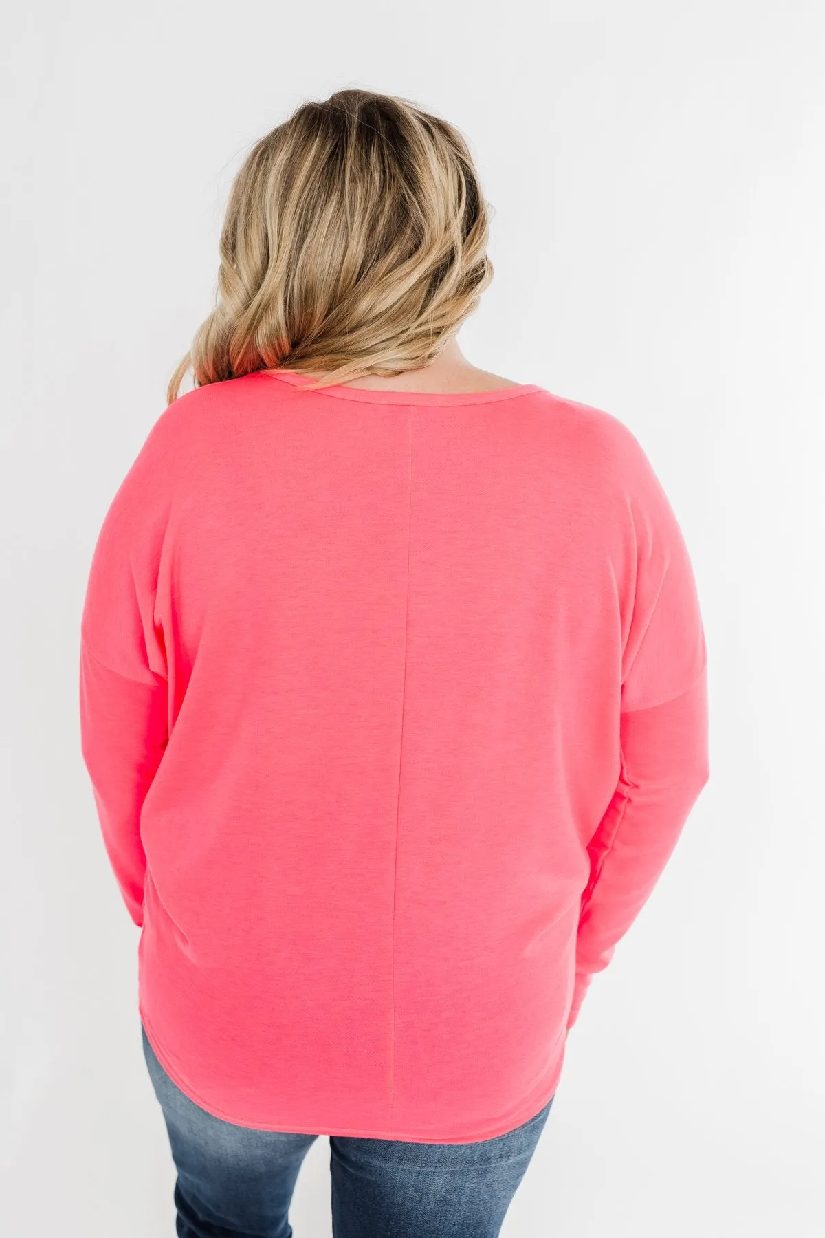Dolman Sleeve Solid Lounge Top- Neon Pink