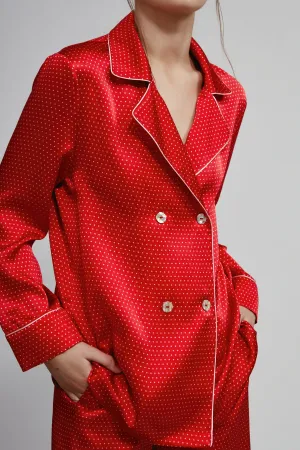 double breasted l/slv top, ruby dot