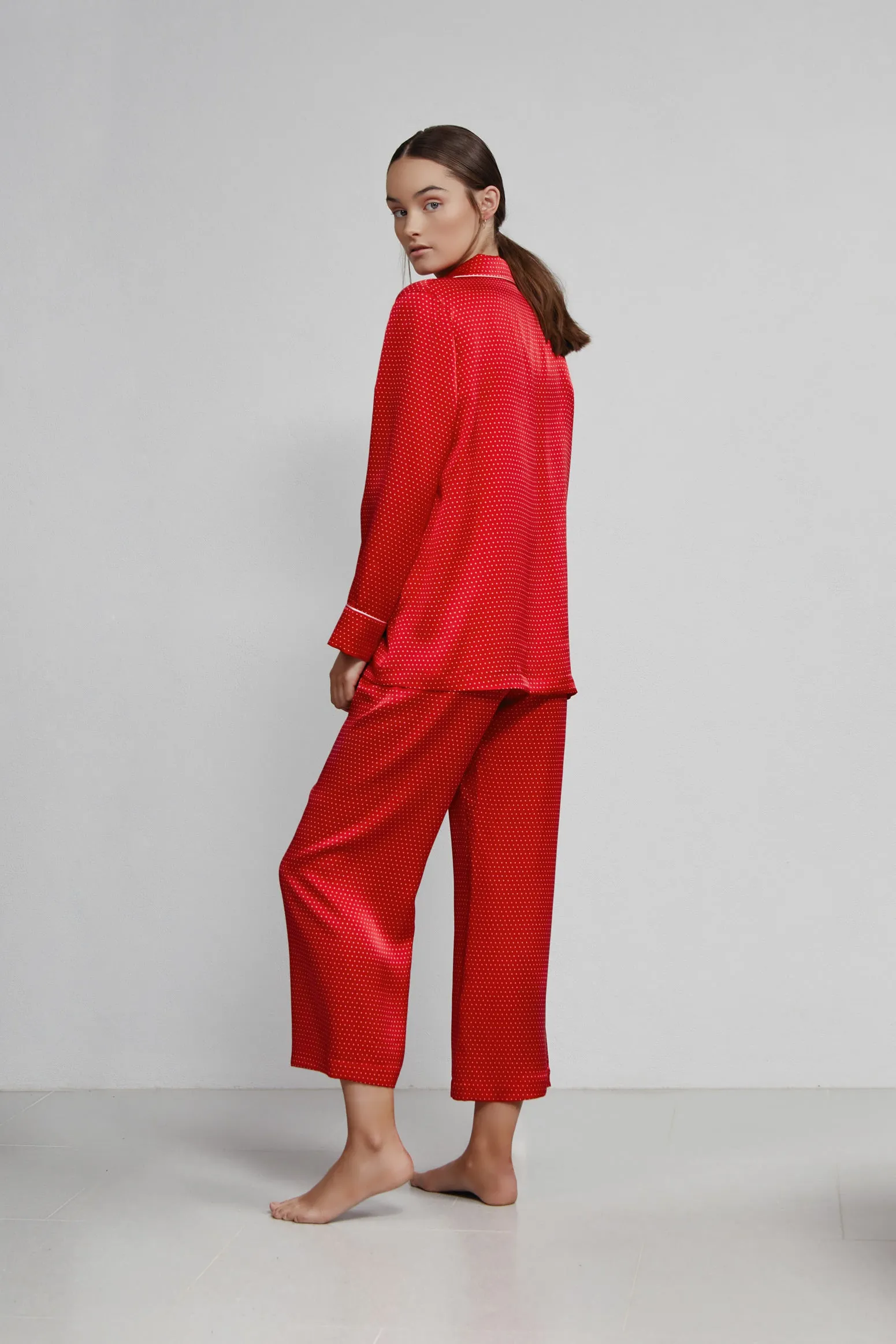 double breasted l/slv top, ruby dot