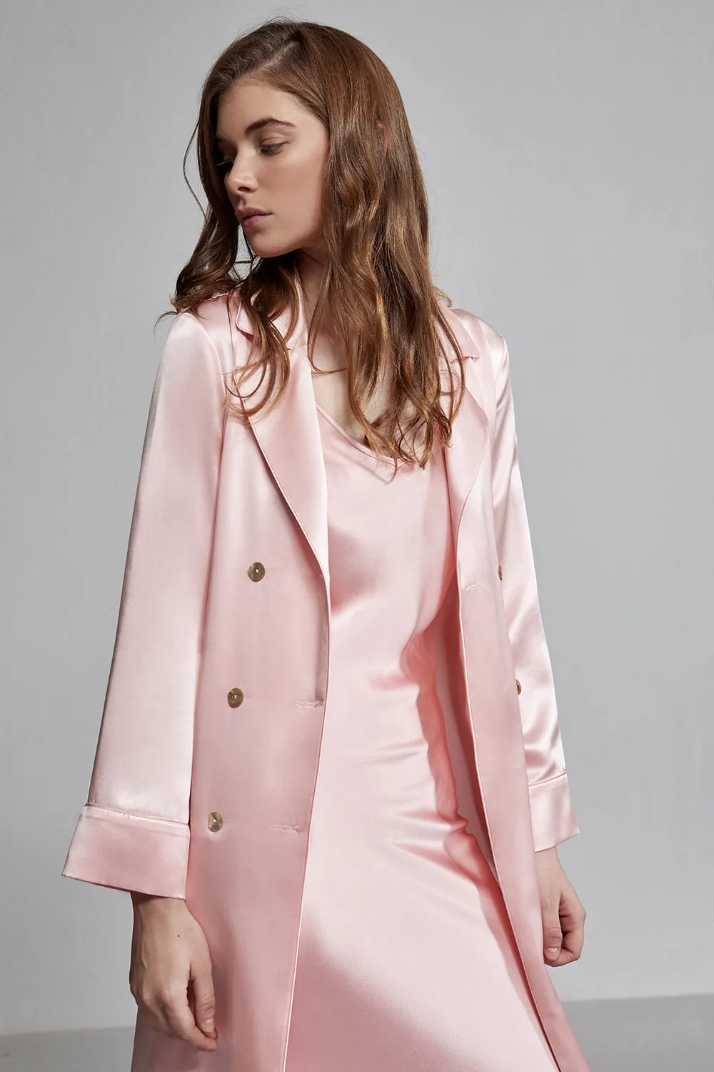 double breasted robe, rose