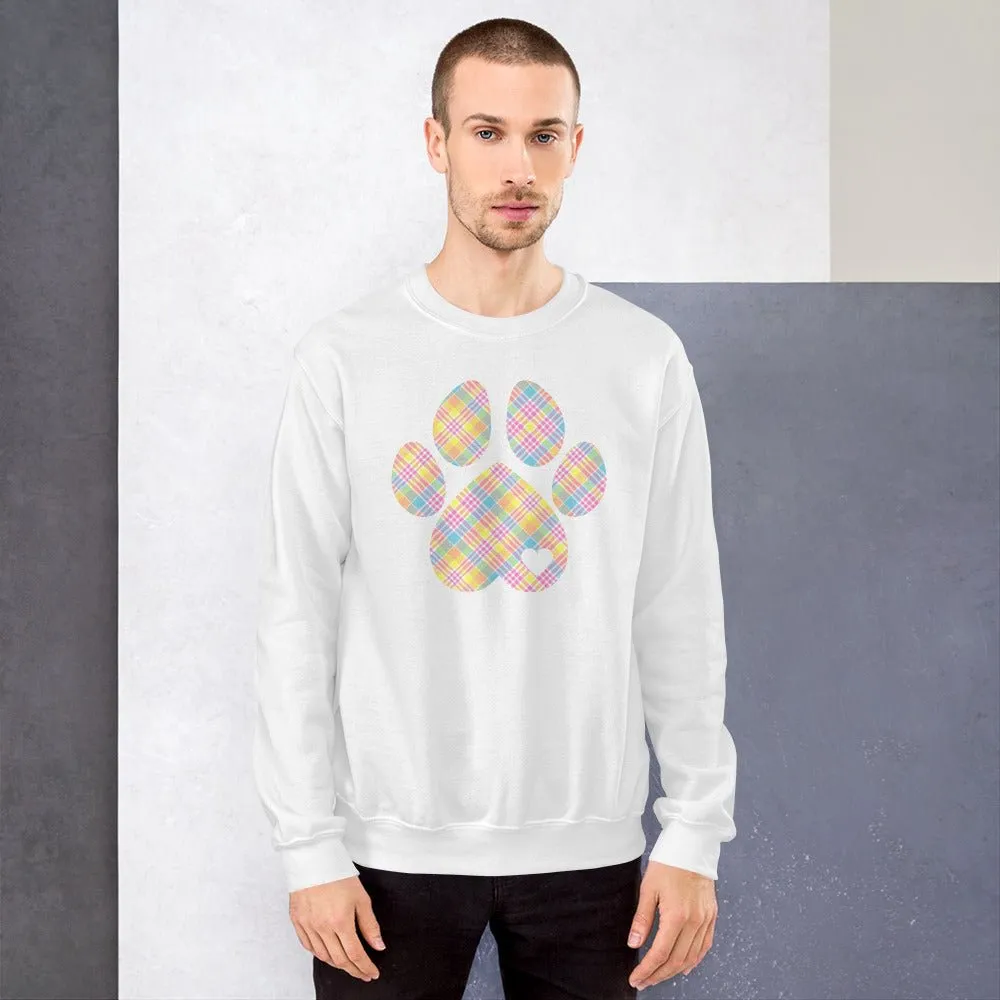 Easter Plaid Dog Paw Sweatshirt