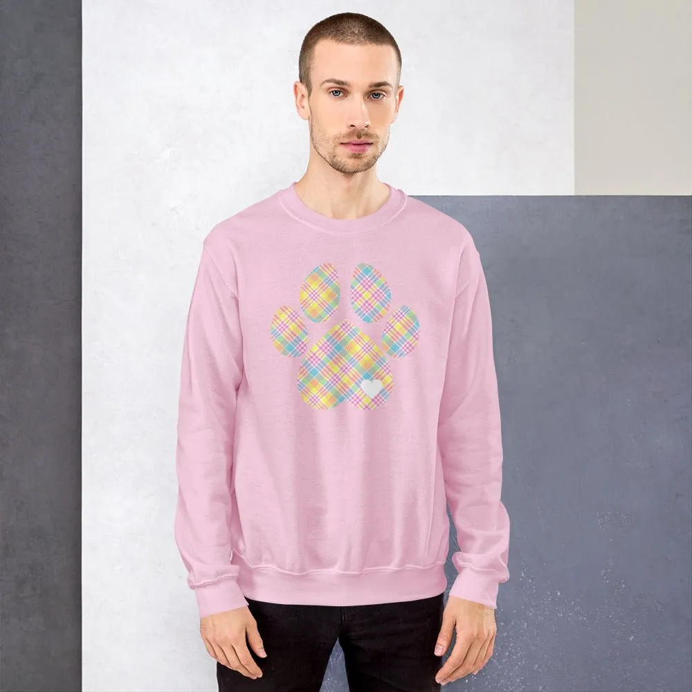 Easter Plaid Dog Paw Sweatshirt