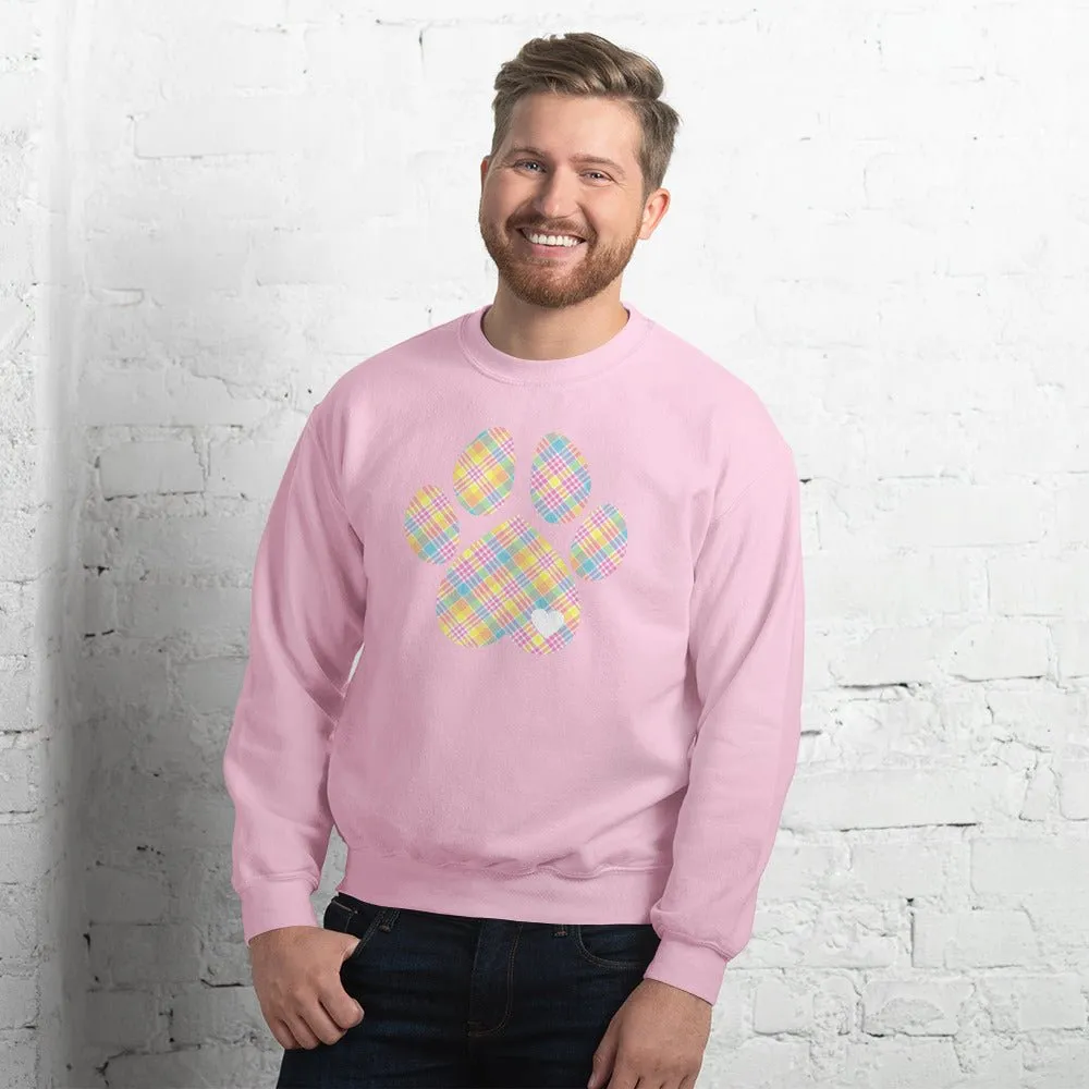 Easter Plaid Dog Paw Sweatshirt