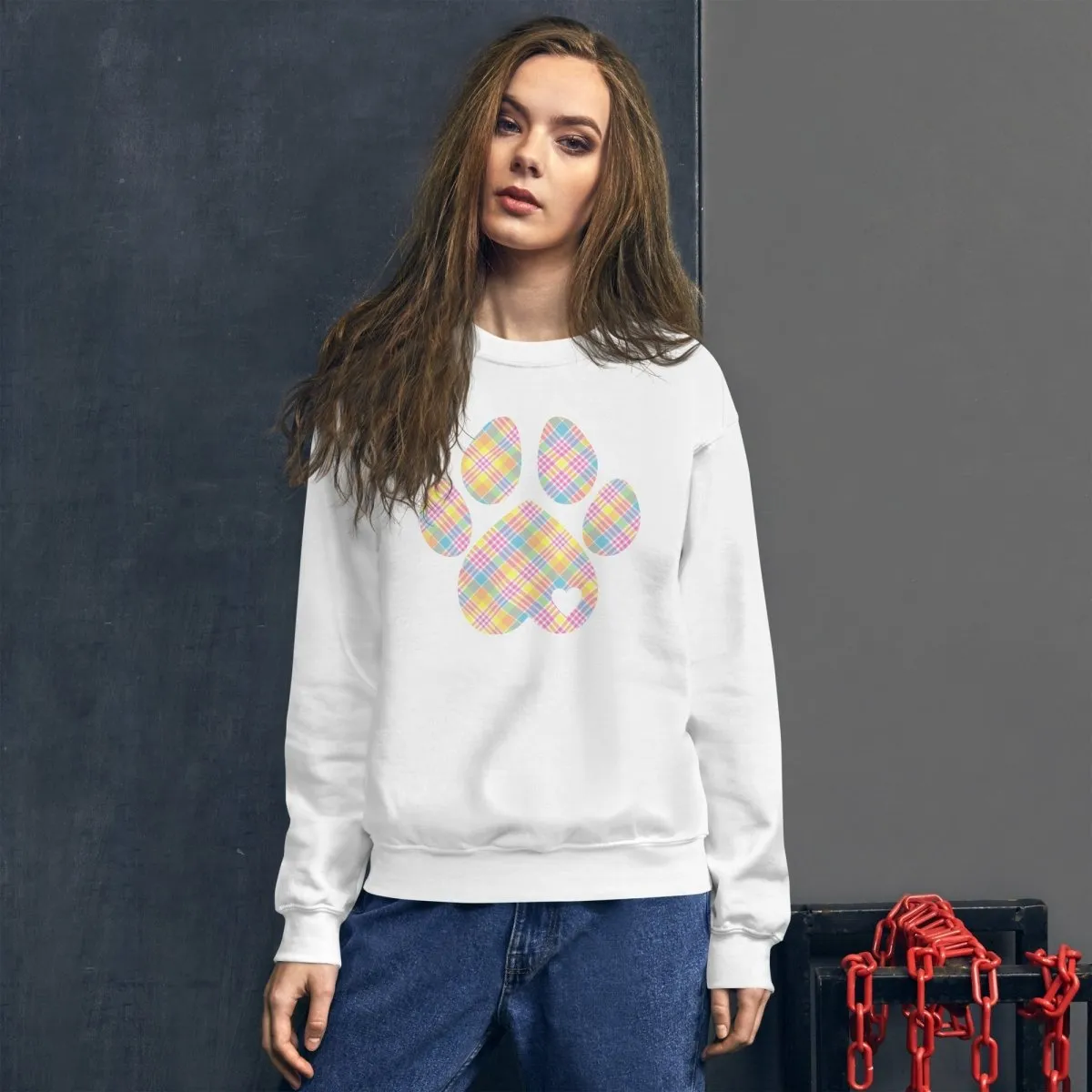 Easter Plaid Dog Paw Sweatshirt
