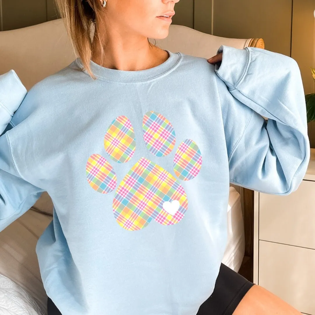 Easter Plaid Dog Paw Sweatshirt