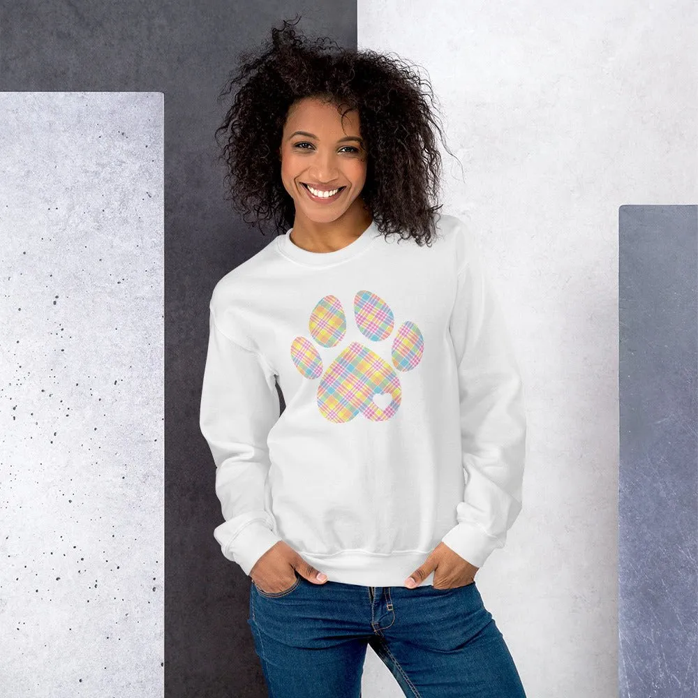 Easter Plaid Dog Paw Sweatshirt