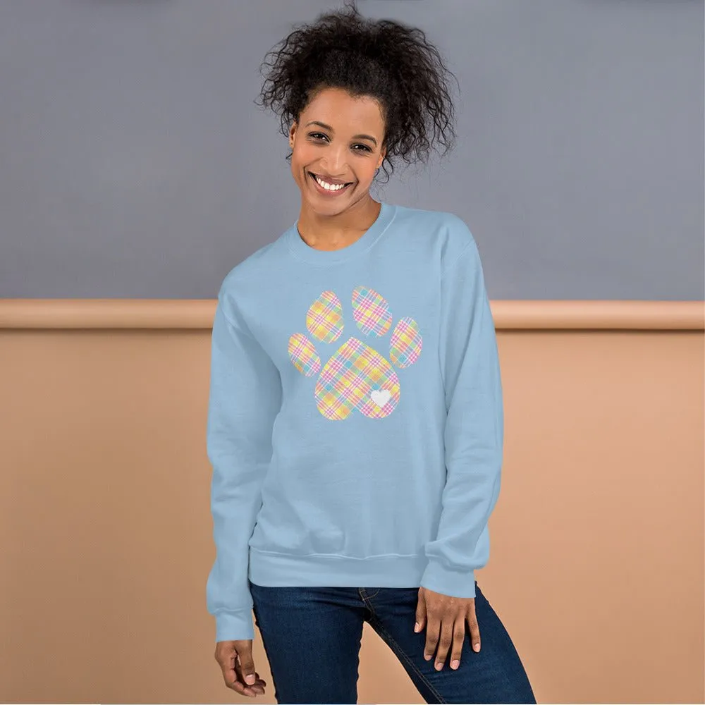 Easter Plaid Dog Paw Sweatshirt