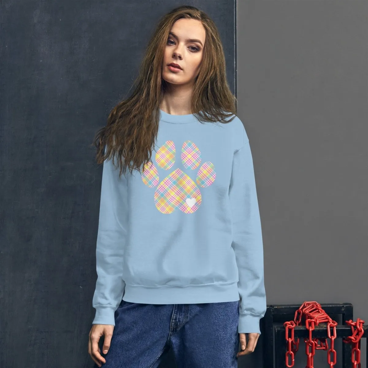 Easter Plaid Dog Paw Sweatshirt