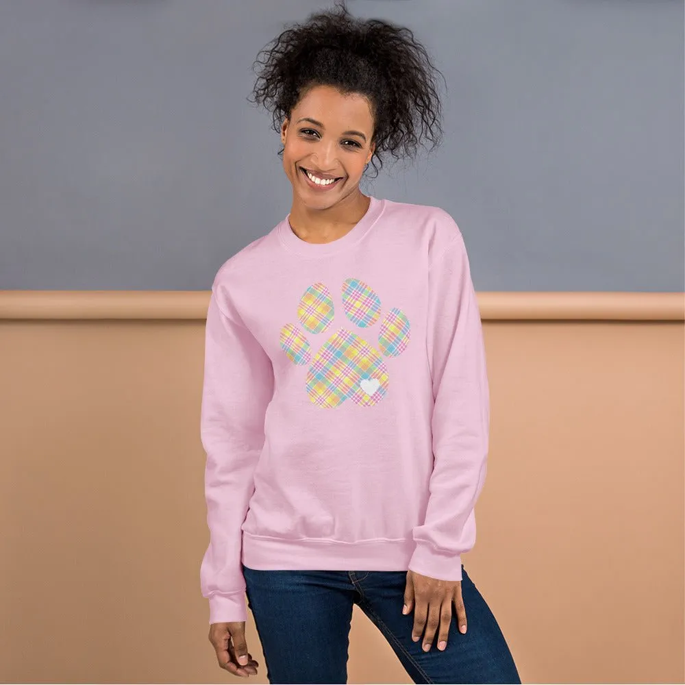 Easter Plaid Dog Paw Sweatshirt