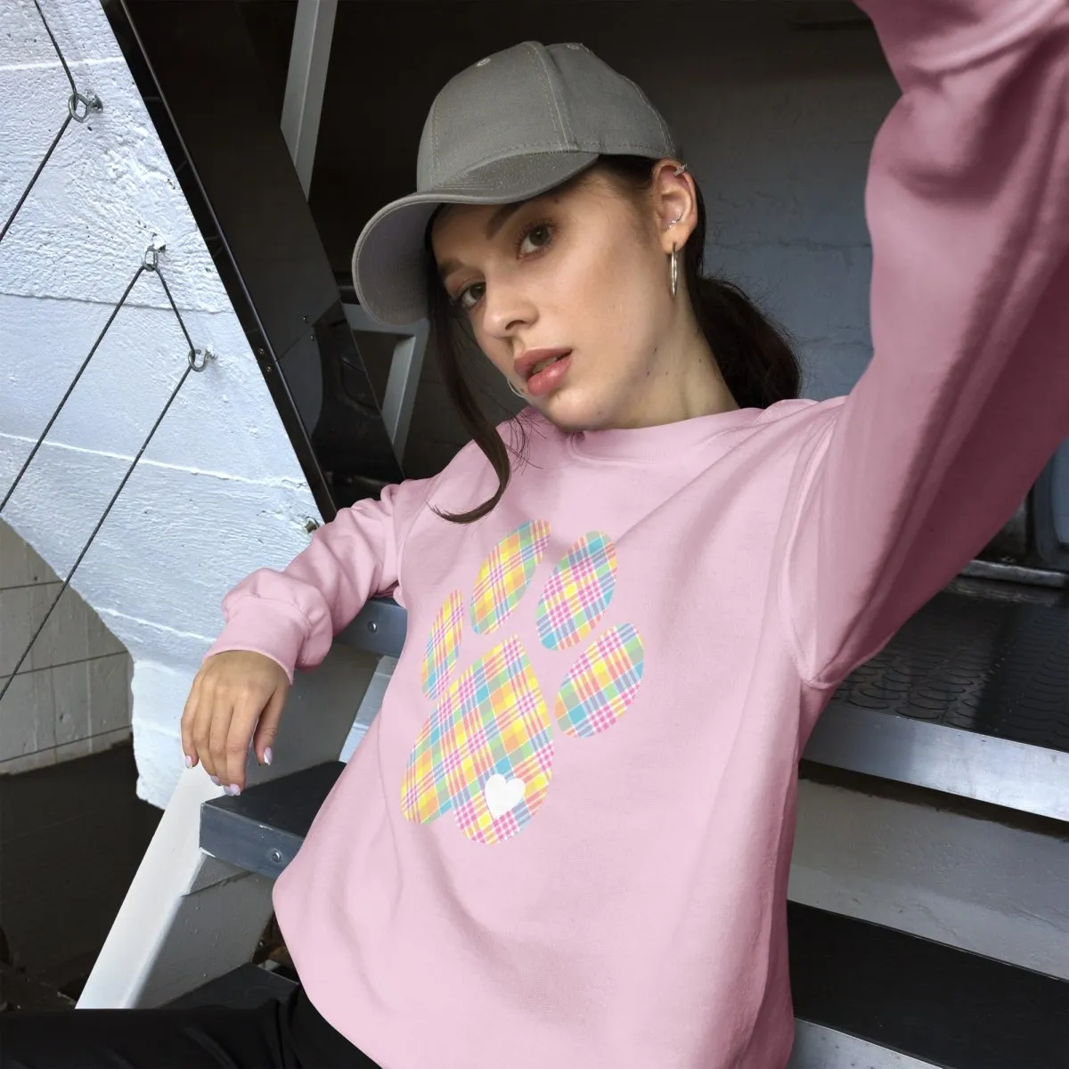 Easter Plaid Dog Paw Sweatshirt