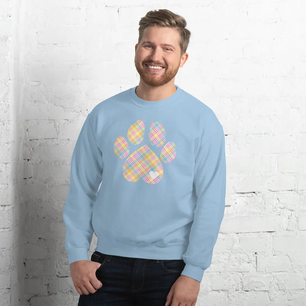 Easter Plaid Dog Paw Sweatshirt