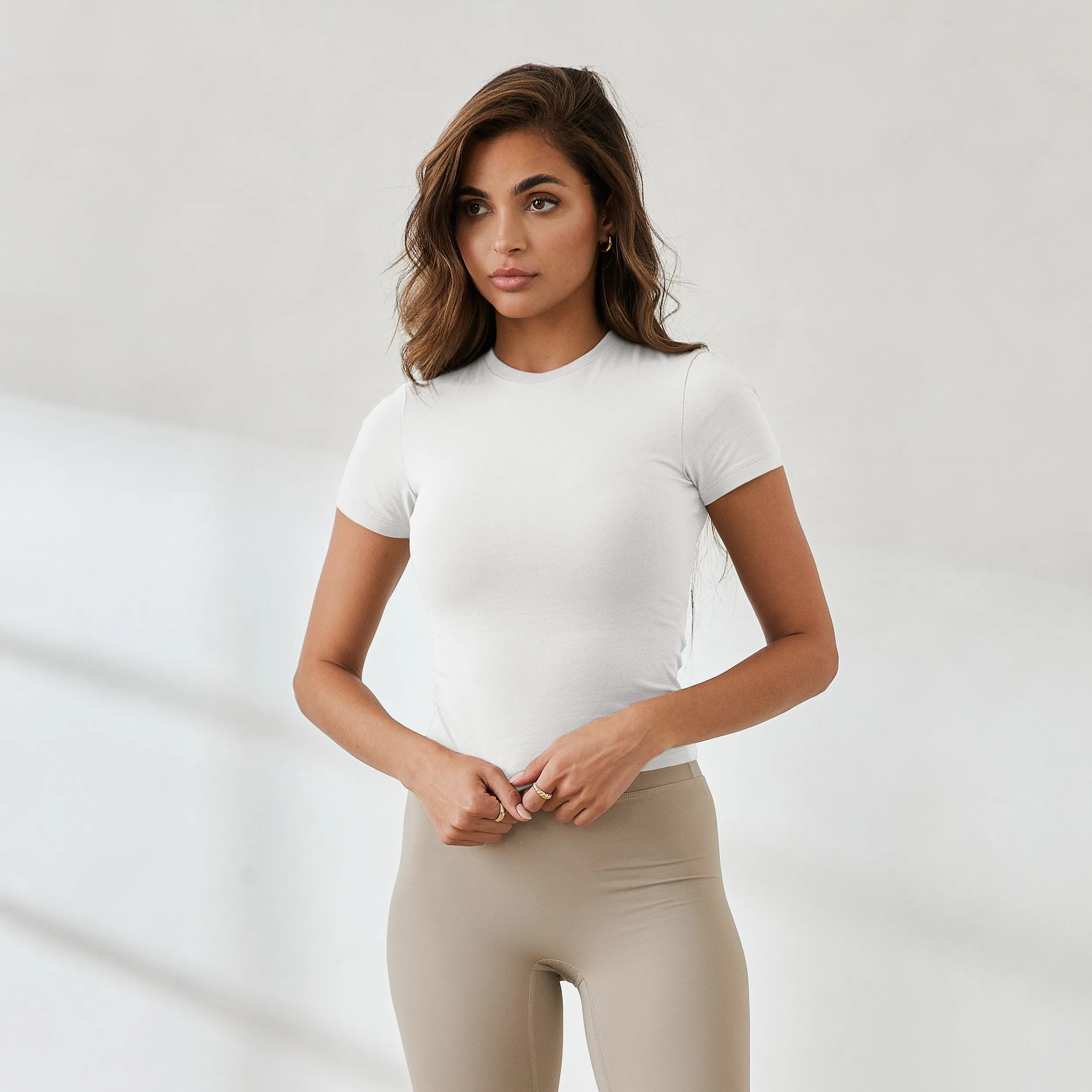 Essential T-Shirt Ajusté à Manches Courtes - Blanc