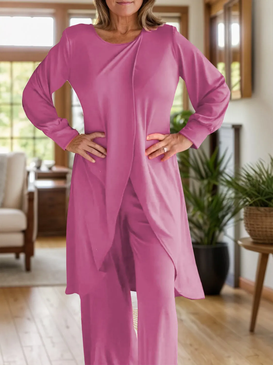 Fashion Royalty Round Neck Long Sleeve Top and Pants Set