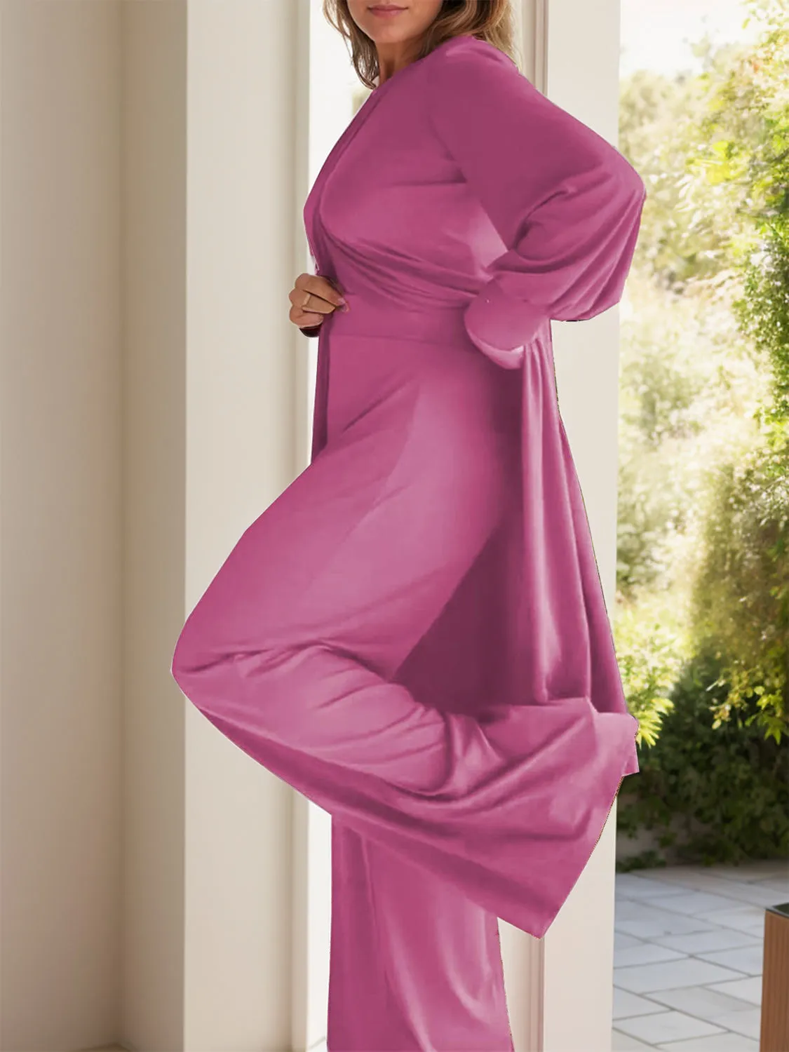 Fashion Royalty Round Neck Long Sleeve Top and Pants Set