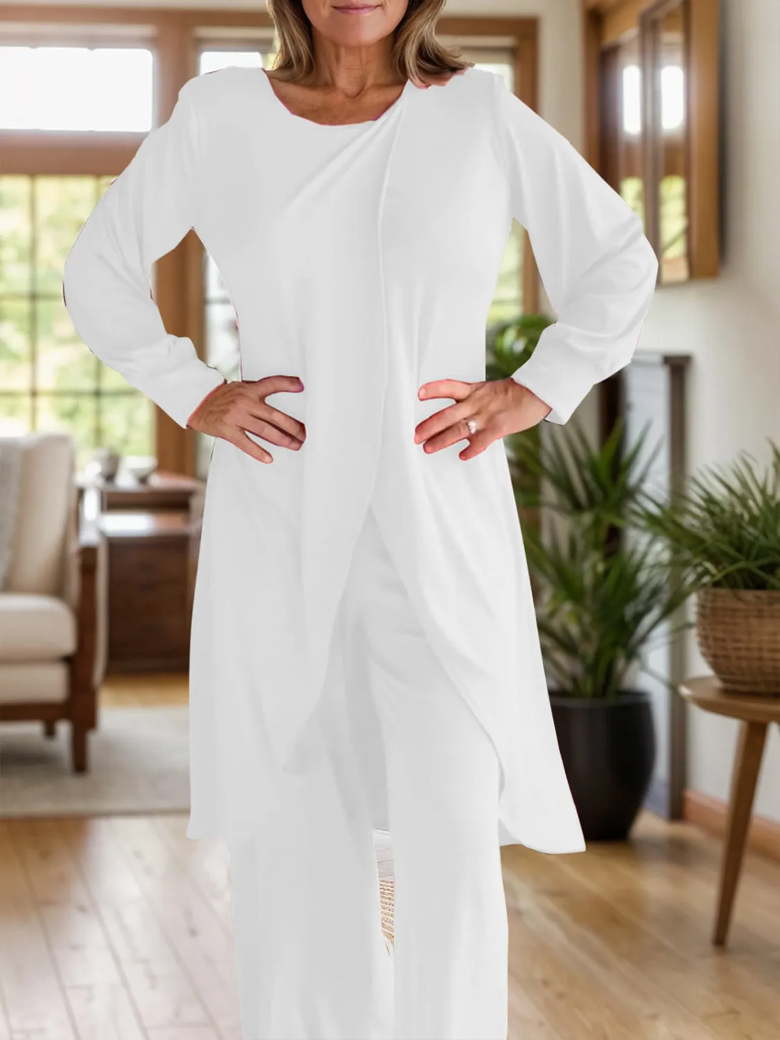 Fashion Royalty Round Neck Long Sleeve Top and Pants Set
