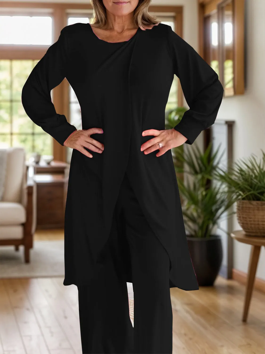 Fashion Royalty Round Neck Long Sleeve Top and Pants Set