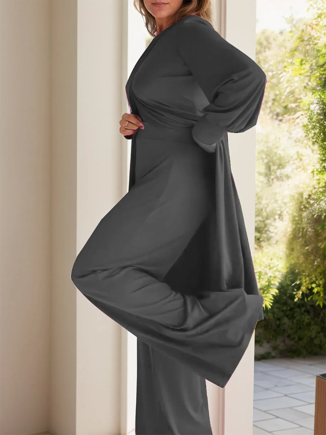 Fashion Royalty Round Neck Long Sleeve Top and Pants Set
