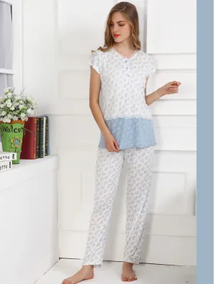 Floral Cotton Cap Sleeve Pajama Lounge Set