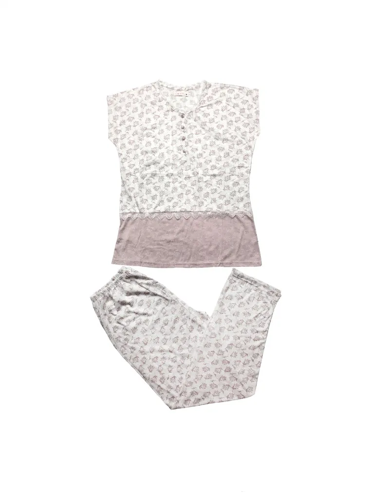 Floral Cotton Cap Sleeve Pajama Lounge Set