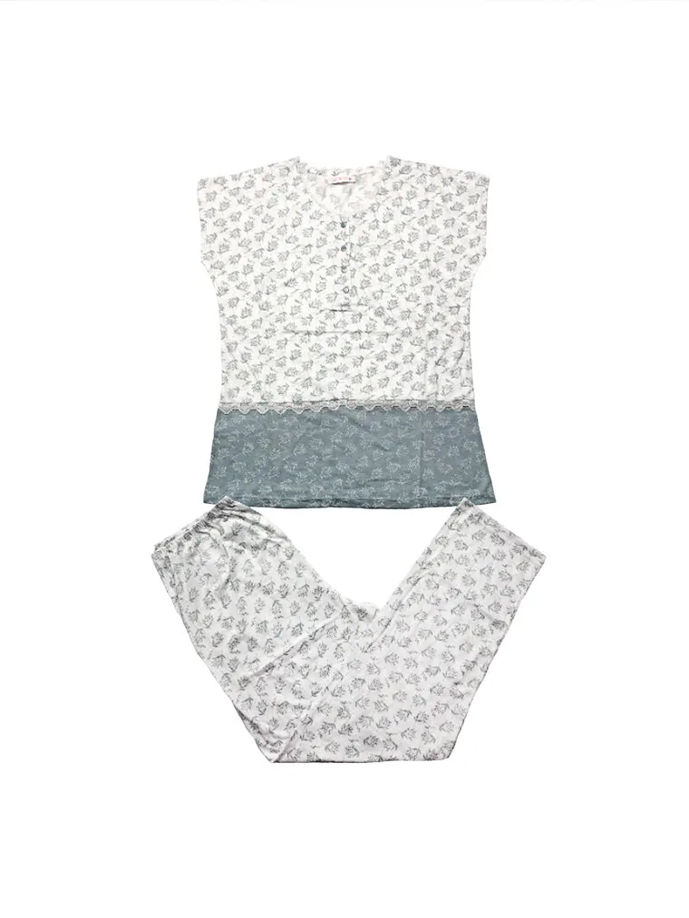 Floral Cotton Cap Sleeve Pajama Lounge Set
