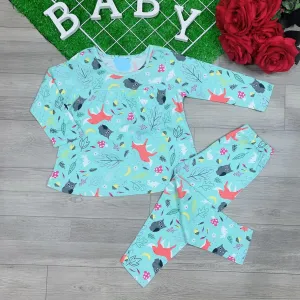 Fox and owl knit cotton girls pajamas