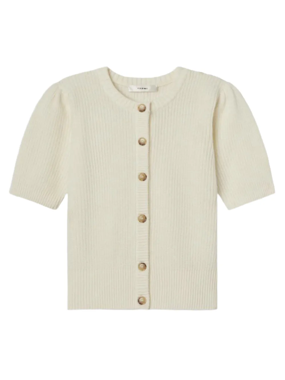 Frame Shrunken Short Sleeve Cardi in Cream
