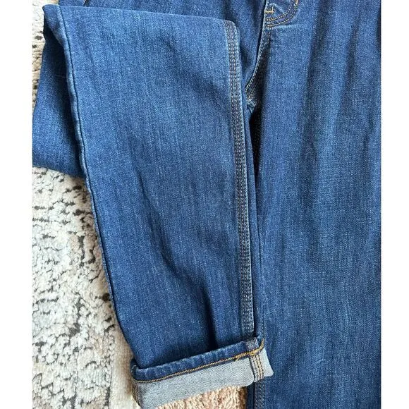 FREE‎ PEOPLE Kiley Slim Overalls Dark Wash Denim Jeans Zip Pockets Women's Sz 26
