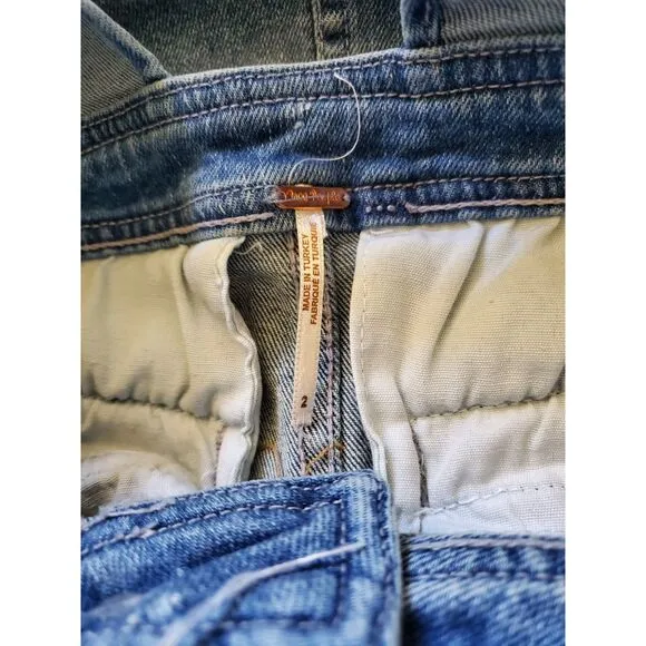 Free People Old School Love Jumper Retro Denim Overalls 2 EUC