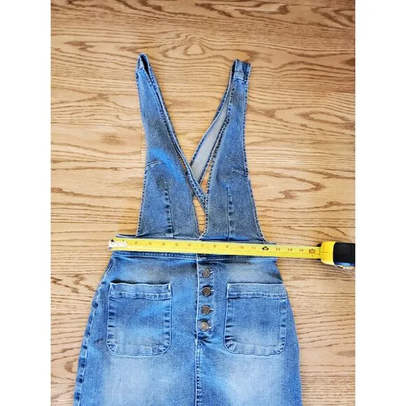 Free People Old School Love Jumper Retro Denim Overalls 2 EUC