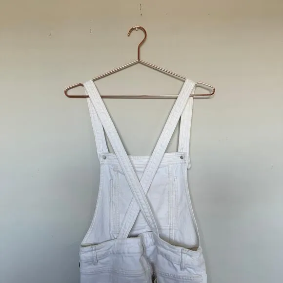 Free People Womens Denim Overalls 29 White Hippie Western Coastal Boho Preppy