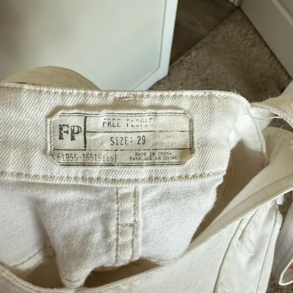 Free People Womens Denim Overalls 29 White Hippie Western Coastal Boho Preppy