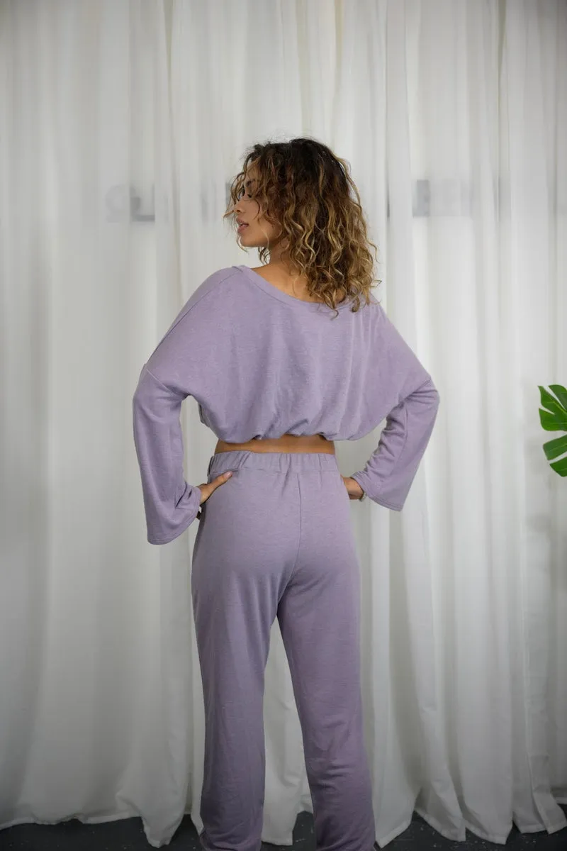 French Terry Tie Front Slouchy Top and Joggers Set
